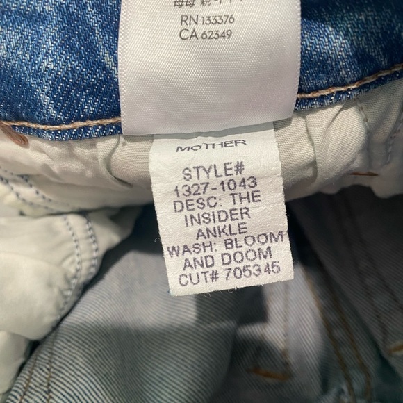 Mother The Insider Ankle Jeans in Bloom And Doom Medium Wash Size 24 Preppy - Picture 14 of 15